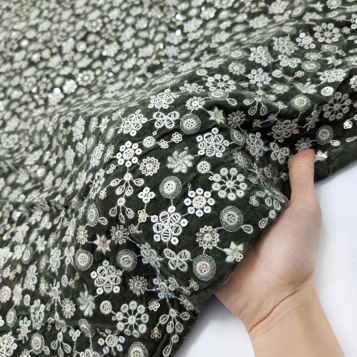 پارچه مخمل سوزندوزی هندی رنگ 216-3 