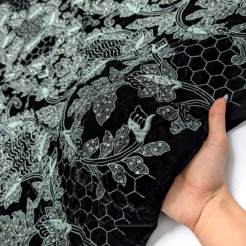 پارچه مخمل سوزندوزی هندی رنگ 207-7 