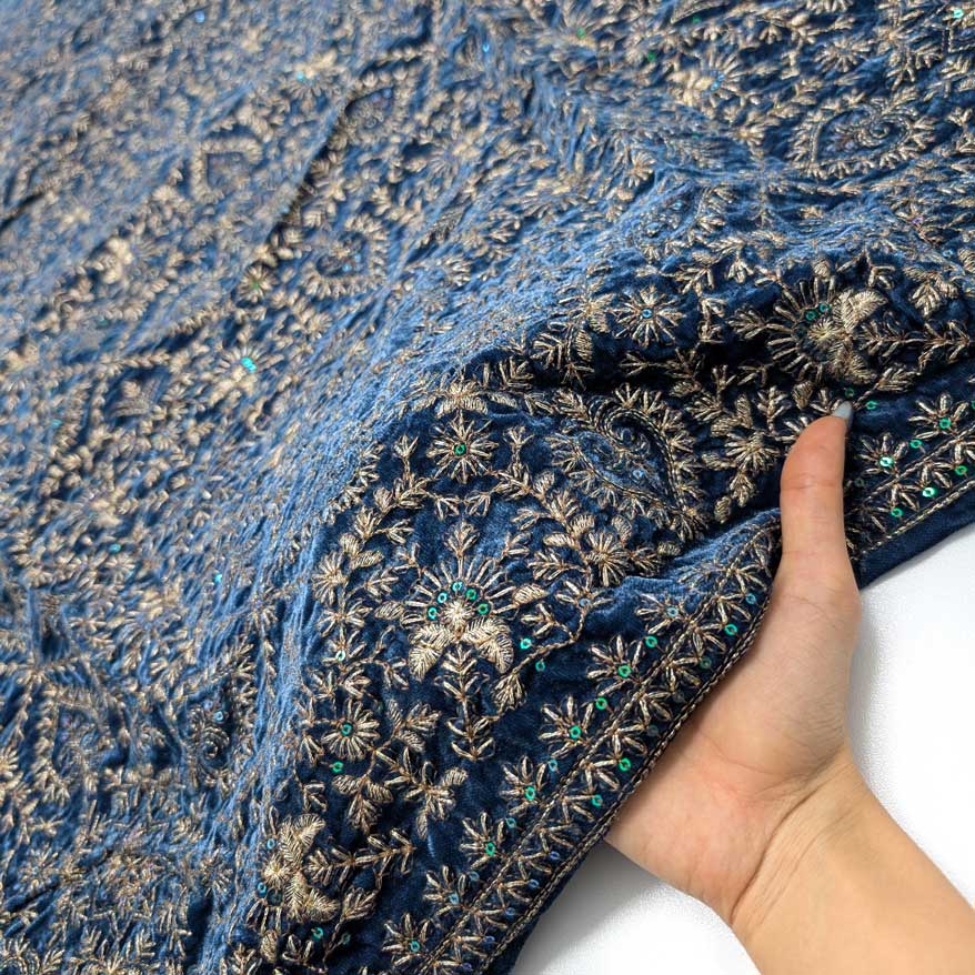 پارچه مخمل سوزندوزی هندی رنگ 222-2 