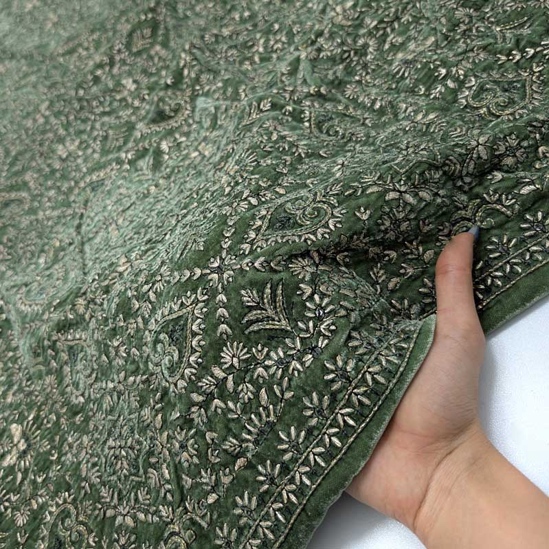 پارچه مخمل سوزندوزی هندی رنگ 222-3 