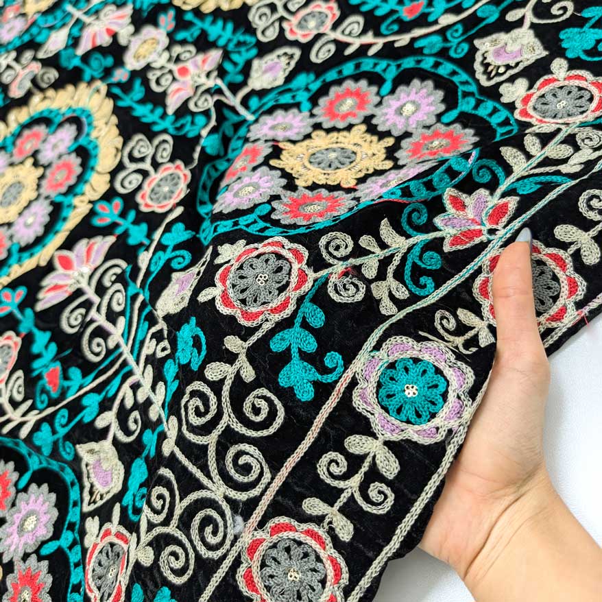 پارچه مخمل سوزندوزی هندی رنگ 224-2 