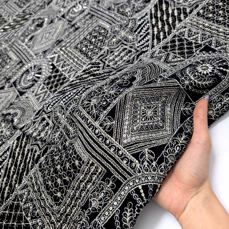 پارچه مخمل سوزندوزی هندی رنگ 225-1 