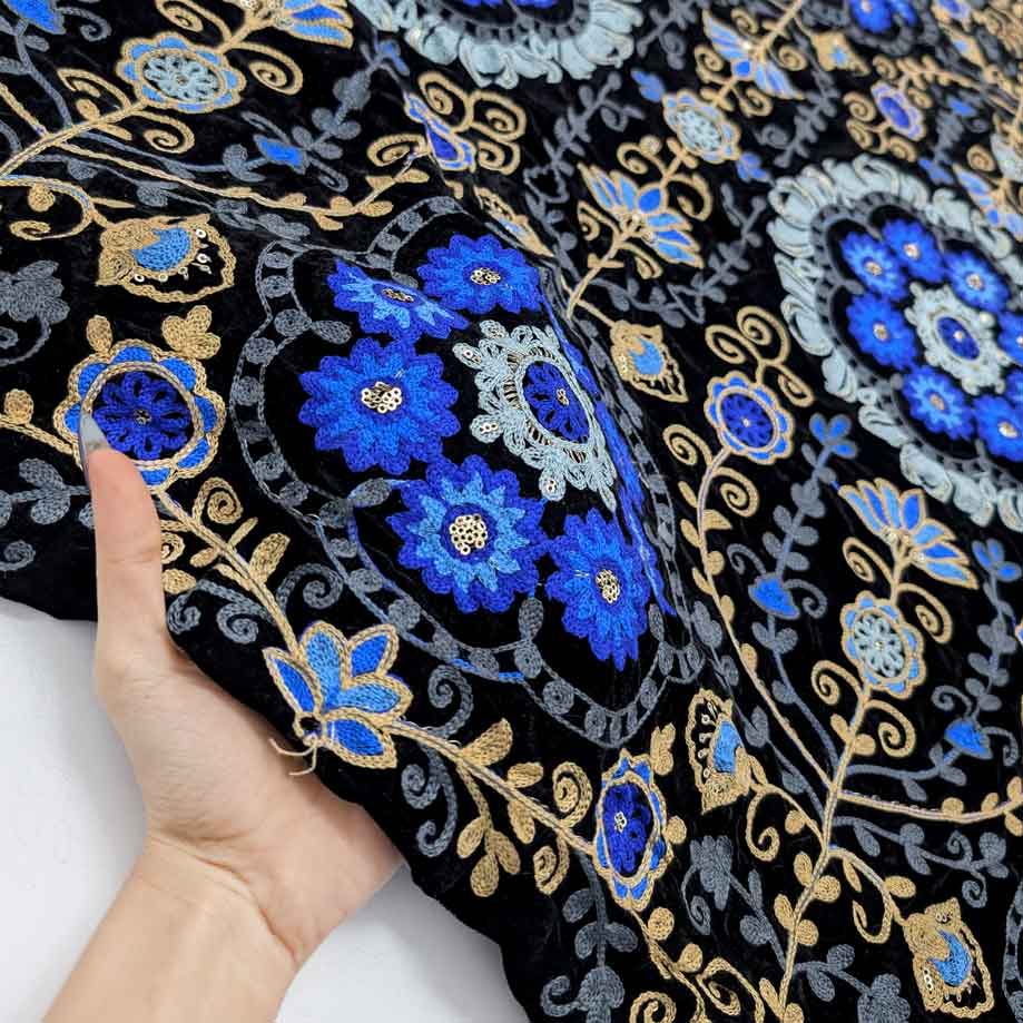 پارچه مخمل سوزندوزی هندی رنگ 224-3 