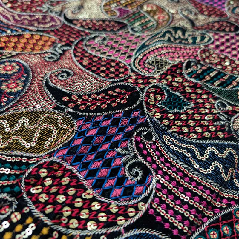 پارچه مخمل سوزندوزی هندی رنگ مشکی 