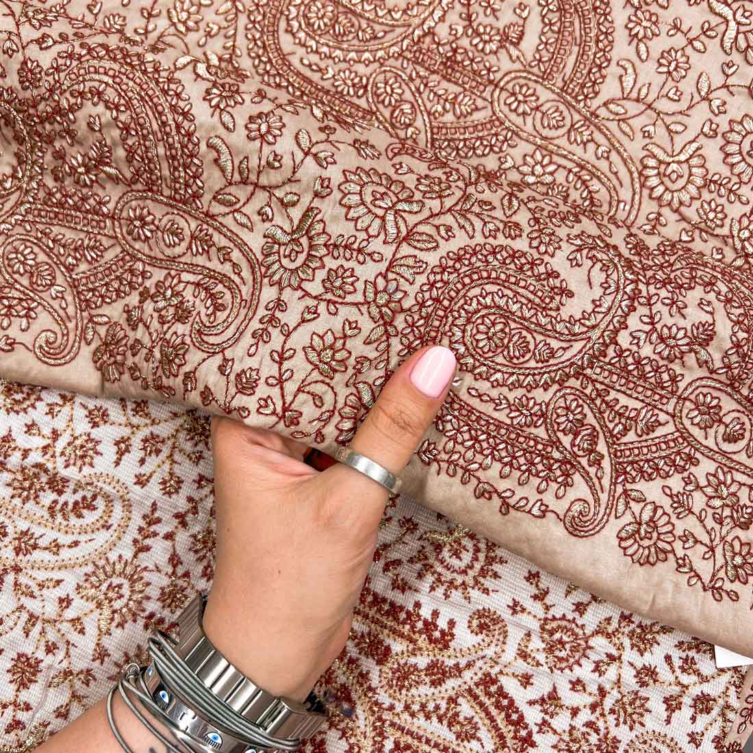 پارچه ابریشم سوزن دوزی هندی رنگ 1-3 