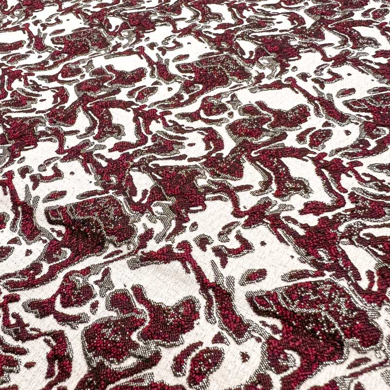 پارچه ژاکارد لمه پفکی 2042 رنگ بورگاندی کلاسیک 