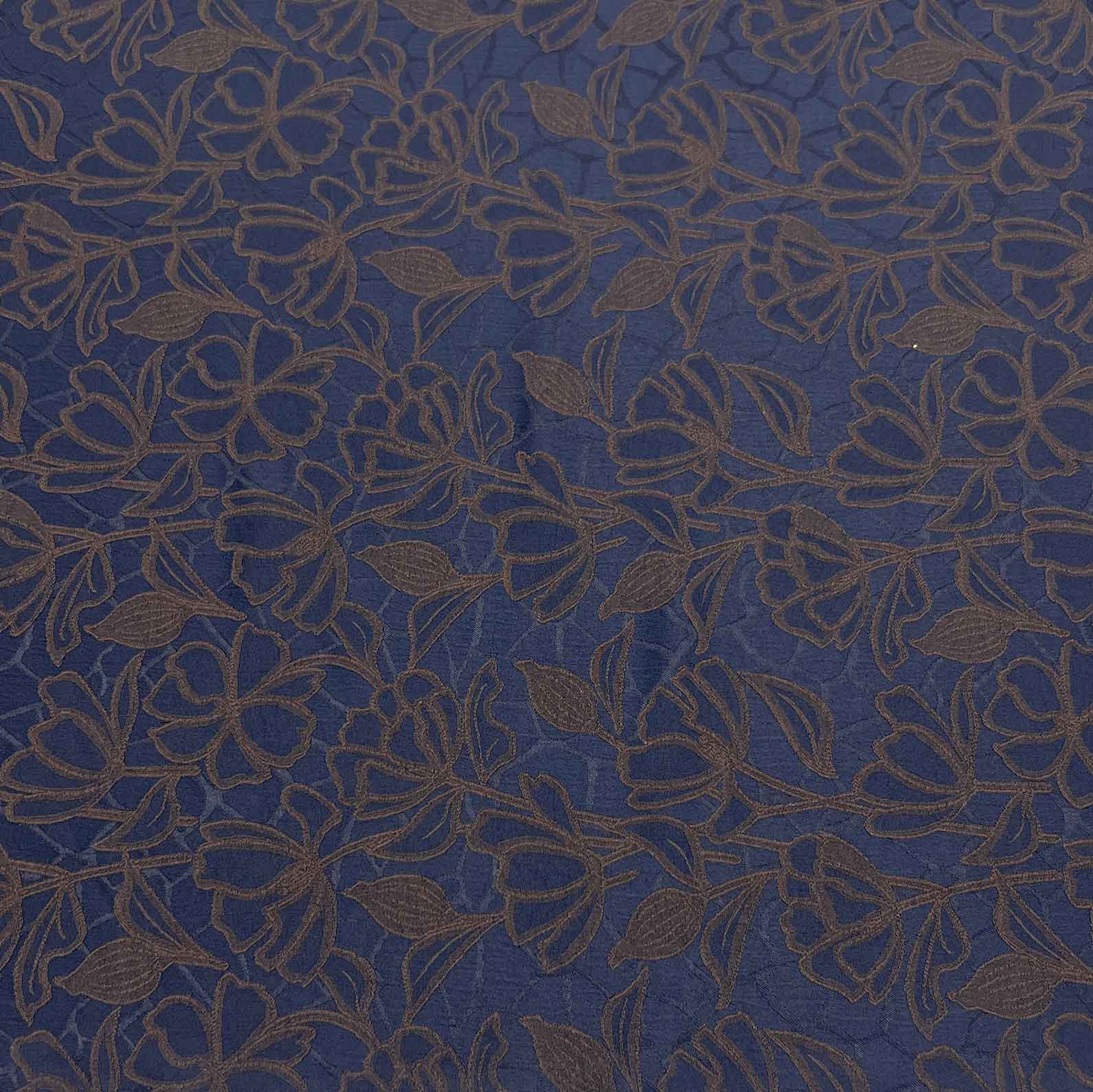پارچه ژاکارد ابریشم 252 رنگ شکلاتی سرمه ای 
