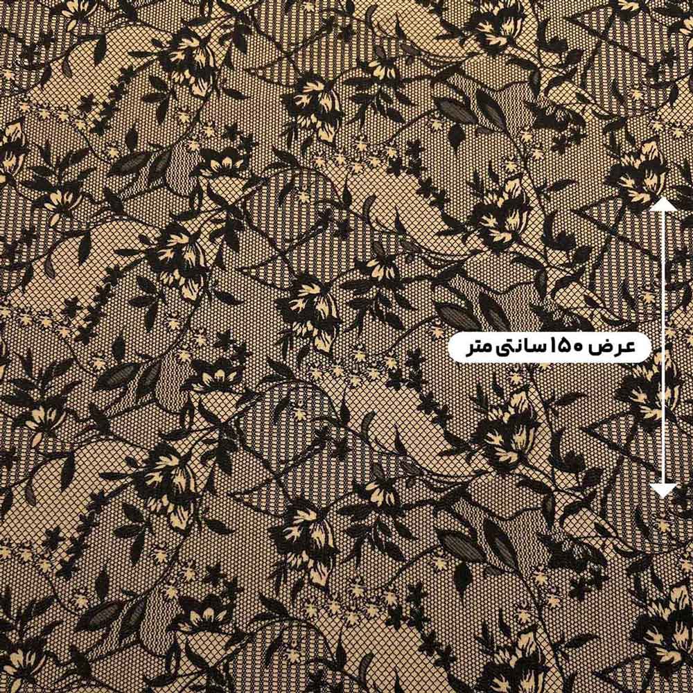 پارچه ژاکارد دانتل ترک 249 رنگ مشکی طلایی 