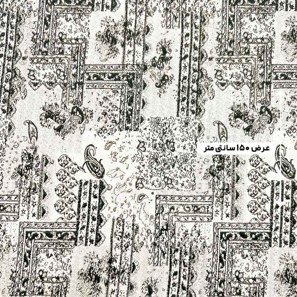 پارچه ژاکارد پنبه لمه 2036 رنگ مشکی طلایی 