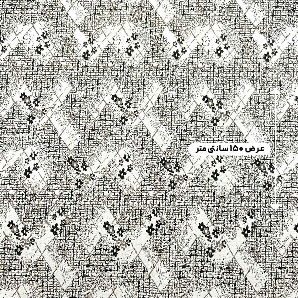 پارچه ژاکارد پنبه لمه 2034 رنگ مشکی طلایی 