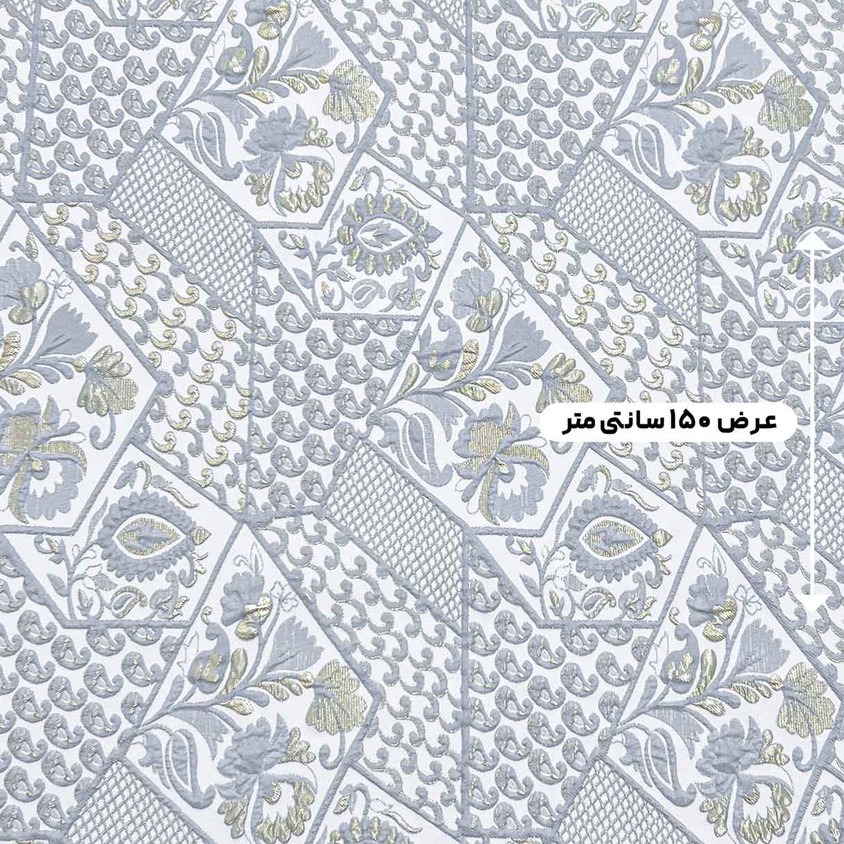 پارچه ژاکارد لمه پفکی 2072KP رنگ استیل پلاتینیوم 