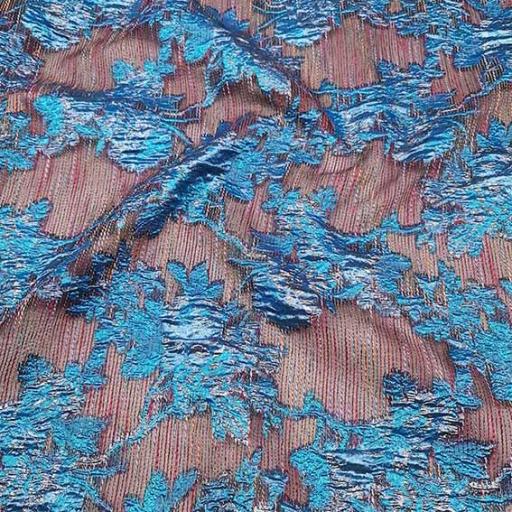 پارچه ژاکارد ارگانزای نخ دوزی رنگ آبی کلاسیک 