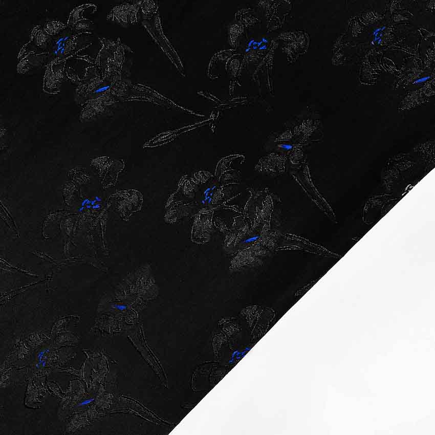 پارچه ژاکارد ویسکوز برسومه رنگ آبی 