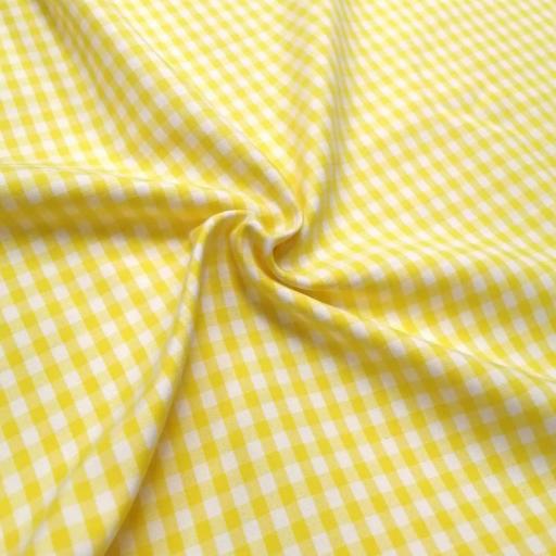 پارچه کتان کش ترک چهارخونه رنگ سفید زرد 