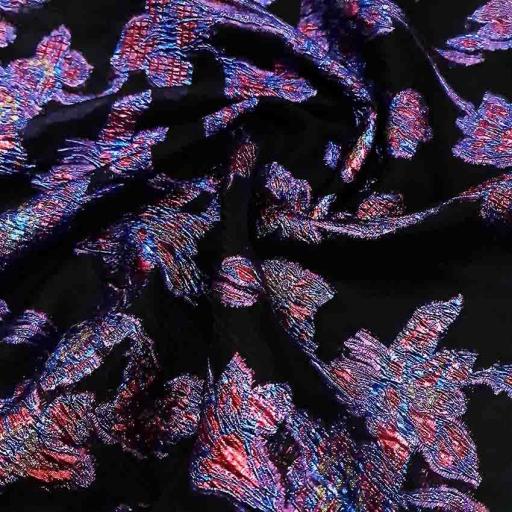 پارچه ژاکارد ارگانزا آذین گل رنگ بنفش 