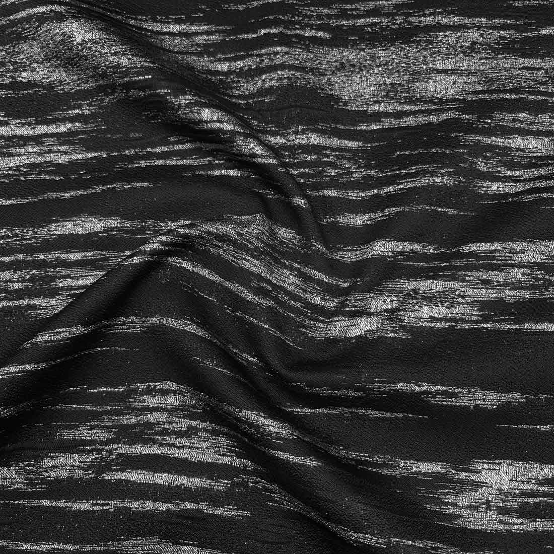پارچه ژاکارد سیملی ابری رنگ مشکی نقره ای 