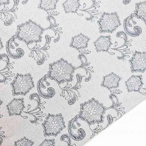 پارچه ژاکارد کتان ترلان رنگ طوسی 