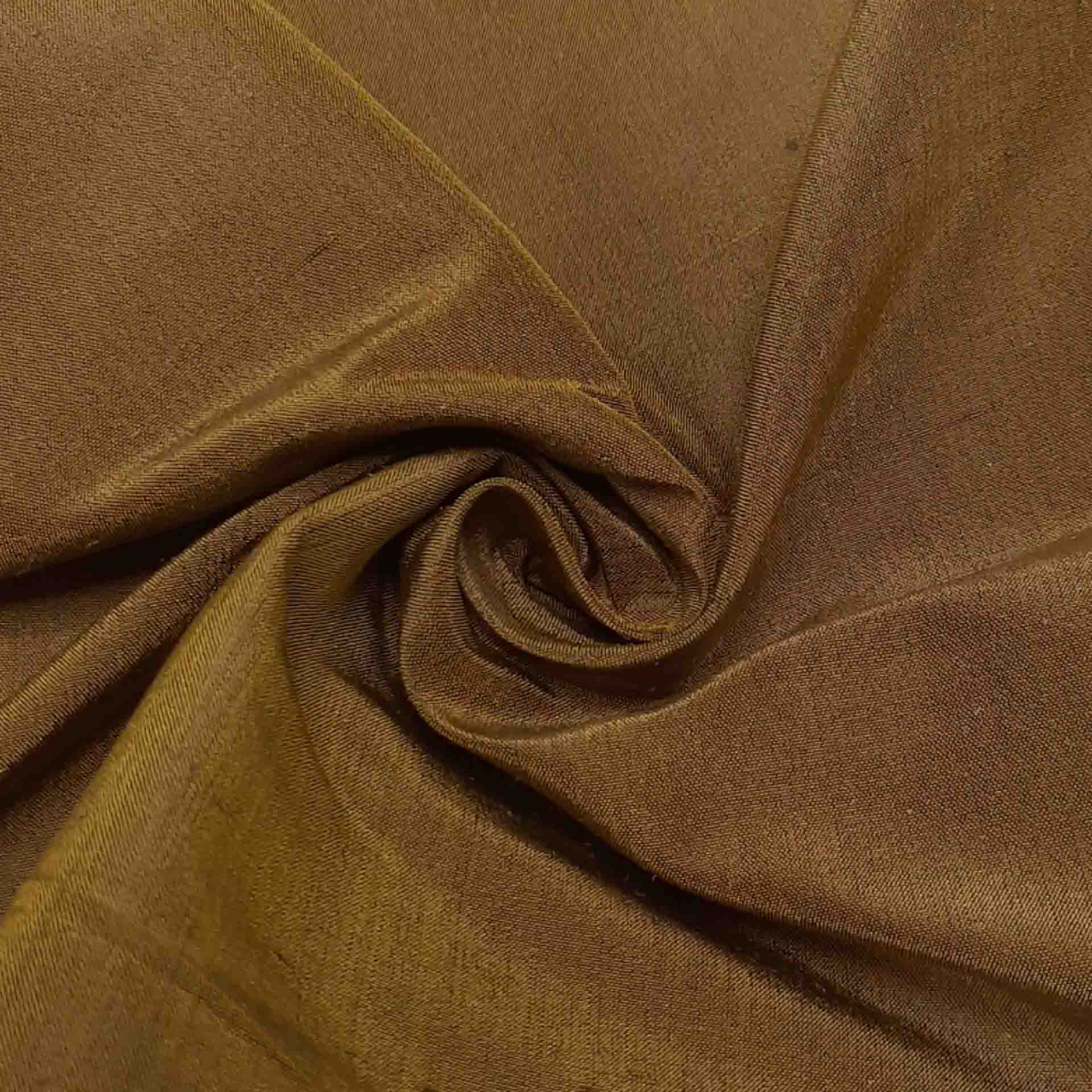پارچه ابریشم خام رنگ شکلاتی طلایی 