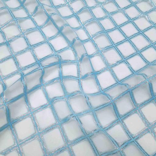 پارچه ژاکارد ارگانزا گردیا رنگ آبی