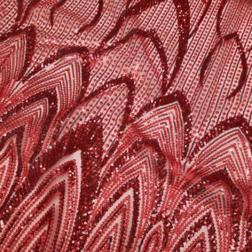 پارچه دانتل کارشده آشیل رنگ قرمز 