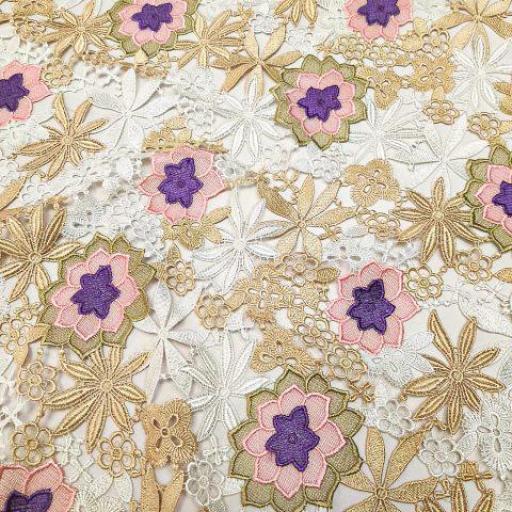 پارچه گیپور آنیس رنگ مولتی کالر 