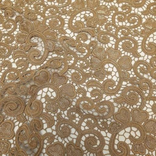 پارچه گیپور لمه رنگ بیسکوییتی 