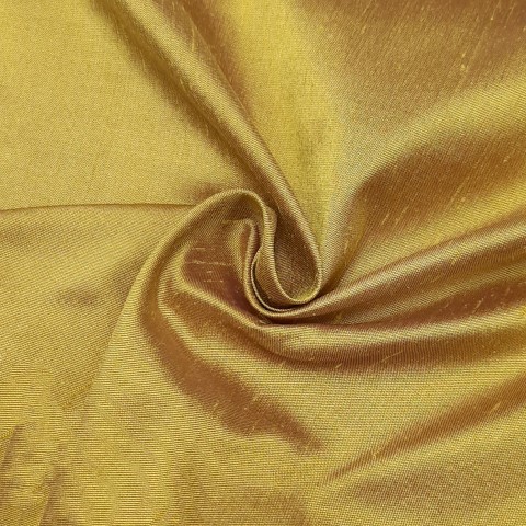 پارچه ابریشم خام رنگ طلایی خردلی 