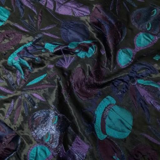 پارچه ژاکارد تافته ترک فانتزی رنگ سبز بنفش 