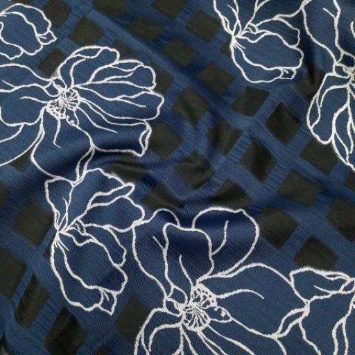 پارچه ژاکارد تافته ترک سیرا رنگ سرمه ای 