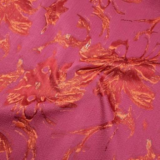 پارچه ژاکارد تافته ترک ویگن رنگ سرخابی نارنجی 