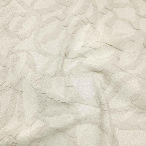 پارچه ژاکارد پفکی ترک آنک رنگ استخوانی نقره ای 