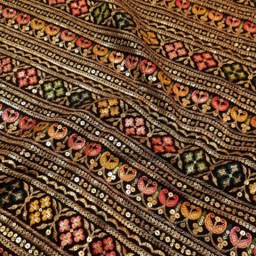 پارچه لینن سوزن دوزی هندی 5 رنگ مشکی 