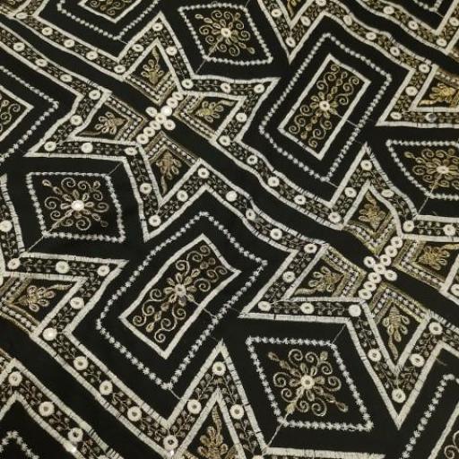 پارچه لینن سوزن دوزی هندی 12 رنگ مشکی طلایی 