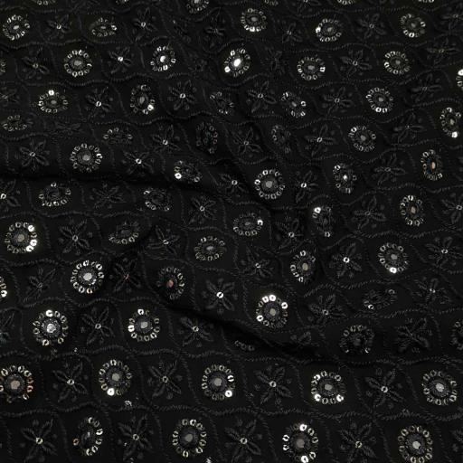 پارچه حریر پولکدوزی هندی 3 رنگ مشکی 