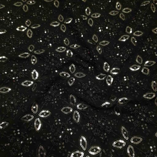 پارچه حریر پولکدوزی هندی 4 رنگ مشکی 