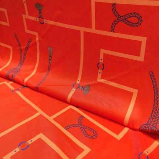 پارچه ژاکارد کجراه چاپی رنگ نارنجی 