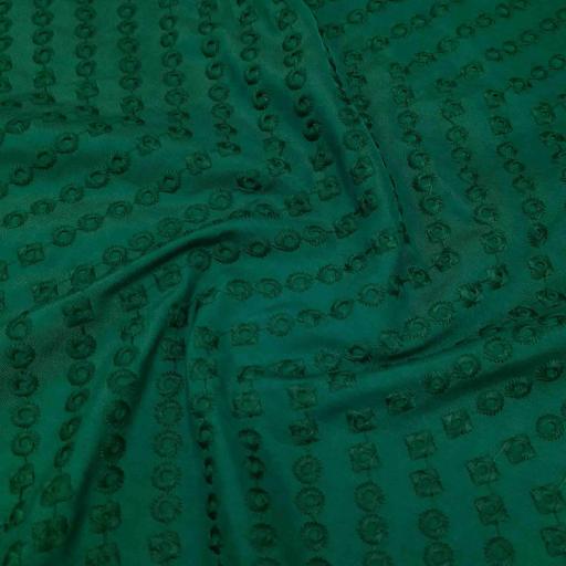 پارچه کتان خامه دوزی رنگ سبز 