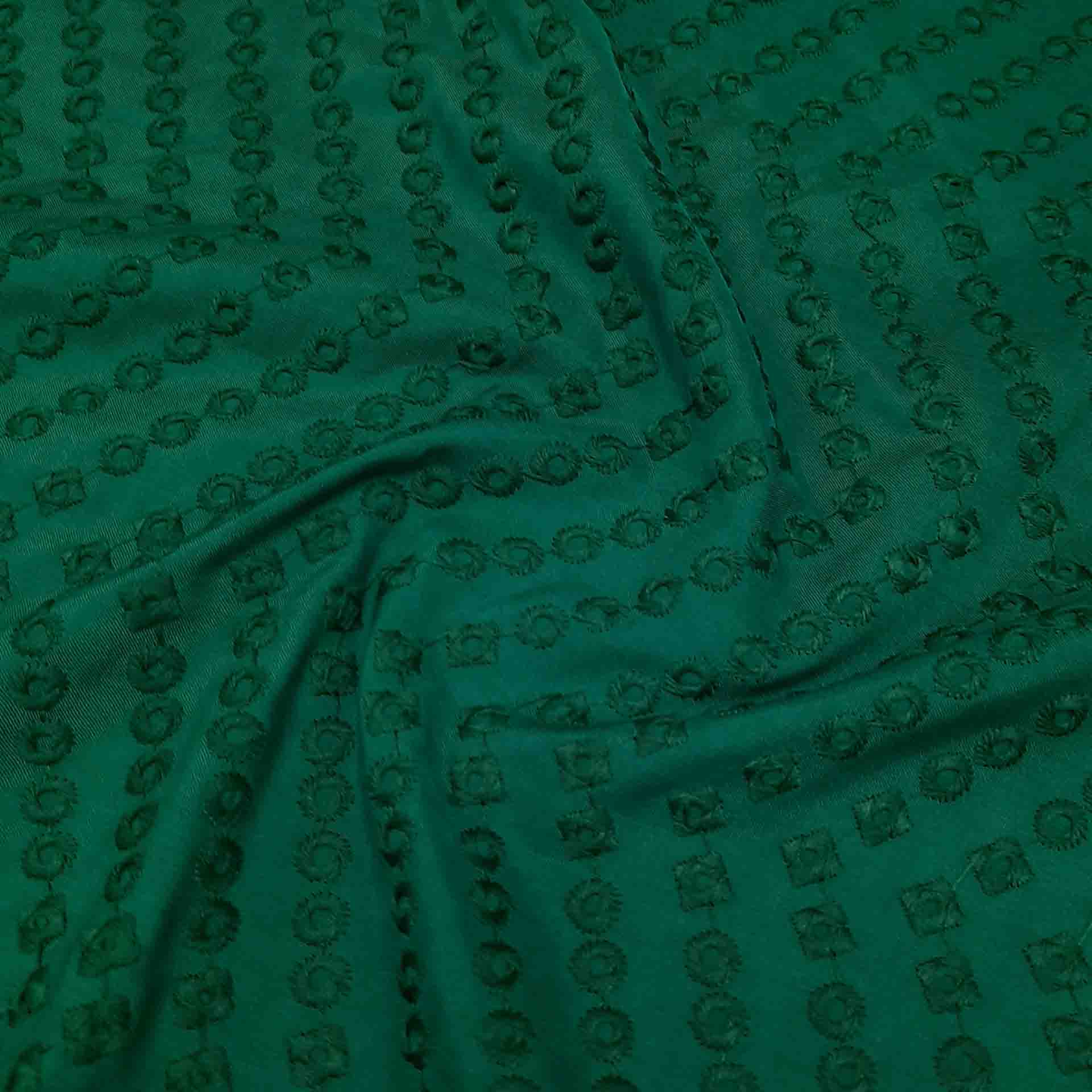 پارچه کتان خامه دوزی رنگ سبز 