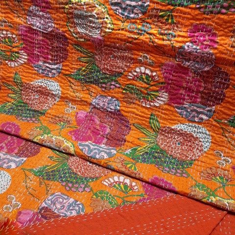 پارچه کتان کوک دوزی دولایه هندی رنگ 6-7 