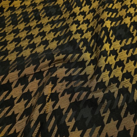 پارچه ژاکارد مخمل ترک ساموای رنگ مشکی زرد 