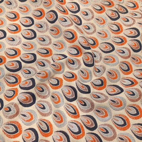 پارچه ژاکارد لمه یرمیا رنگ نارنجی سرمه ای 