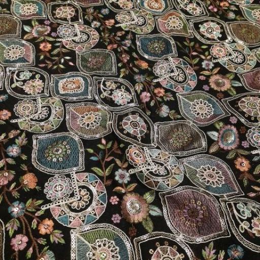 پارچه لینن سوزن دوزی هندی 95 رنگ مشکی 