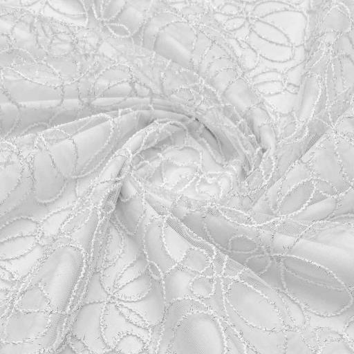 پارچه تور قیطون دوزی ترک رنگ سفید