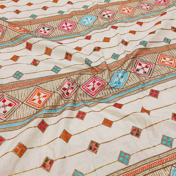 پارچه لینن سوزن دوزی هندی 157 رنگ نچرال 