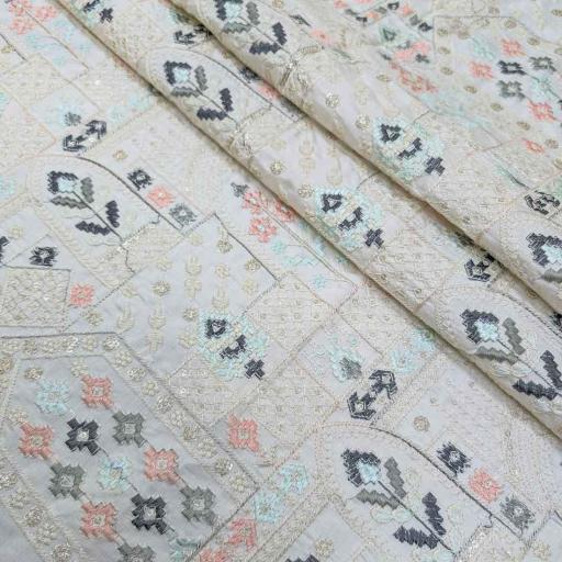 پارچه تافته سوزن دوزی هندی رنگ 8 