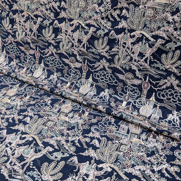 پارچه جین برودری مولتی رنگ 1 