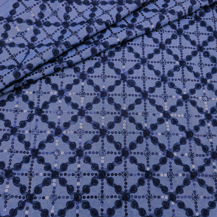 پارچه جین ربان دوزی ترک رنگ 5 