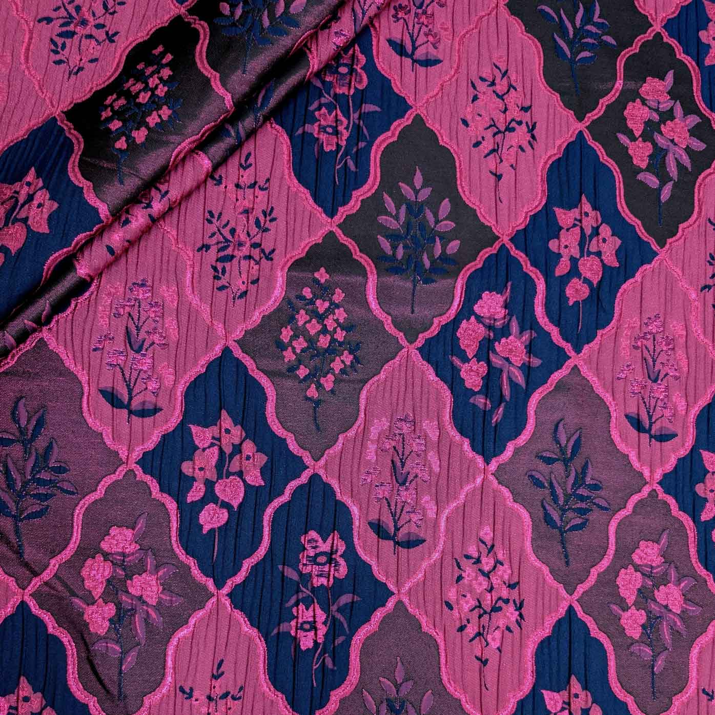 پارچه ژاکارد تافته 4086 رنگ سرمه ای سرخابی