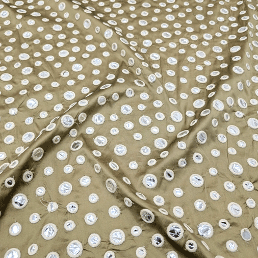 پارچه تافته سوزن دوزی هندی 244 رنگ زیتونی 