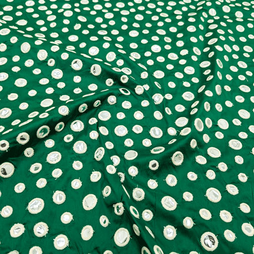 پارچه تافته آینه دوزی هندی 244 رنگ زمردی 